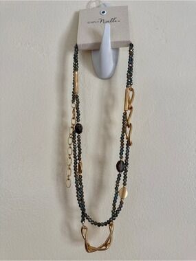 Simply Noelle Matte Gold Link and Purple Iridescent Beaded Necklace